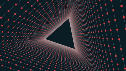 Futuristic triangular pattern with red dots on black background Stock Footage 300766821