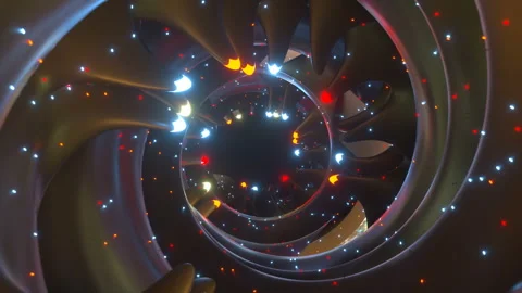 Futuristic tunnel with blinking lights 3D render seamless loop animation Stock Footage 112771447