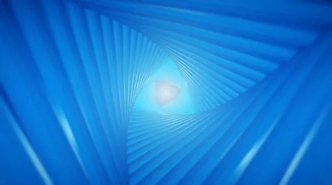Futuristic tunnel consisting of twisted triangles. At the end of the flash... Stock Photos