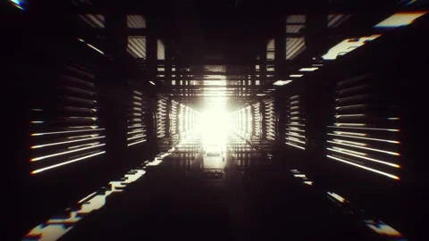 Futuristic Tunnel Design An Abstract Perspective of Shadows and Light Video stock 296033095