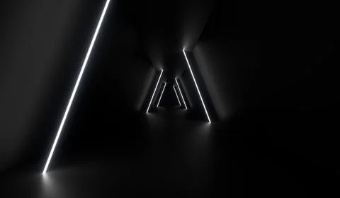 Futuristic tunnel fluorescent lighting. 3d rendering. Stock Illustration