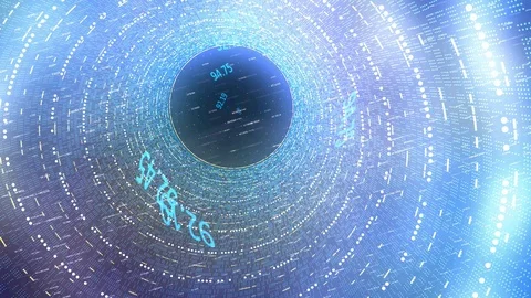 Futuristic tunnel with flying numbers Stock Footage 87860009