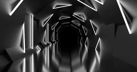 Futuristic Tunnel with Geometric Lights looping 3d animation Stock Footage 327626519