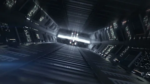 Futuristic tunnel with LED lights 3D render seamless loop animation Stock-Footage 124823740