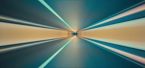 Futuristic tunnel with motion blur and light trails. High-speed digital corridor 動画素材 340450321