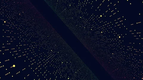 Futuristic tunnel with neon dots and lines in vertigo on dark gradient Stock Footage 240293174