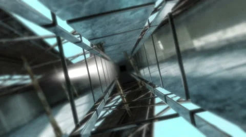 Futuristic Tunnels Loop – Turning Reflecting Stock Footage 55693149