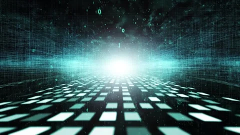 Futuristic turquoise digital network data road animation Vídeos de archivo 338104453