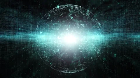 Futuristic turquoise digital sphere cyberspace network Stock Footage 337964156