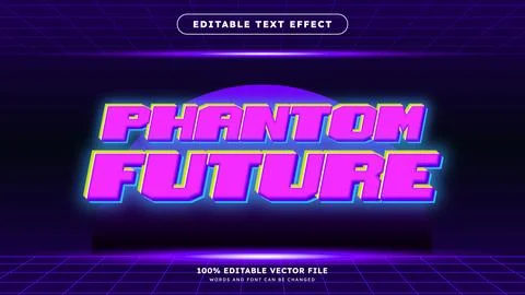 Futuristic typography editable text effect 3d modern template style vector Illustrazione stock