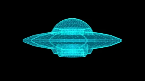 Futuristic UFO Wireframe Illustration on Black Background 库存影片 334583681