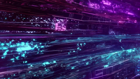 Futuristic UI control with signal flickers and flow lines Stock Footage 309538706