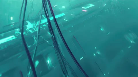 Futuristic UI control with signal flickers and flow lines Stock Footage 309543586