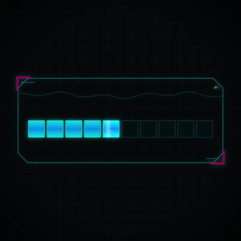 Futuristic UI Display with Data Visualization and Loading Bar - Tech HUD El.. Stock Footage 347260181
