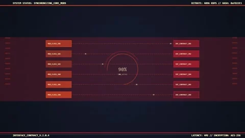 Futuristic UI Display with Data Visualization and Loading Bar Stock Footage 348412122