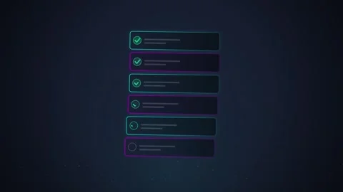 Futuristic UI Elements: Loading Bars with Neon Glow on Dark Background Stock Footage 348423135