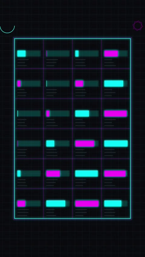 Futuristic UI Elements: Progress Bars, Loading Bars, Data Visualization, Bl.. Stock Footage 347074550