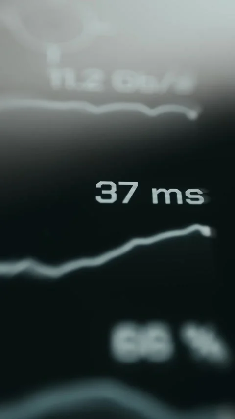 Futuristic UI Featuring Packet Synchronization Status - Vertical Perspective Vídeo Stock 336998545