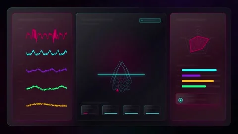 Futuristic UI HUD data visualization with abstract geometric elements and l.. Stock Footage 347820670