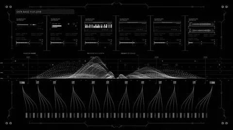 Futuristic UI HUD Head up display analitic screen. Stock Illustration