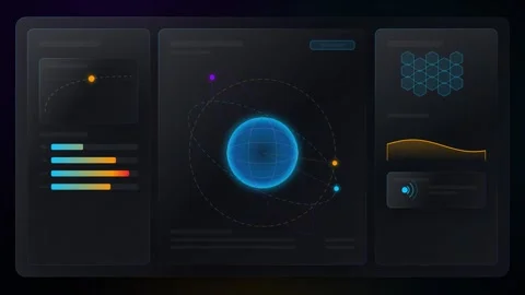 Futuristic UI HUD with loading elements and data visualization for technolo.. Stock Footage 347820553