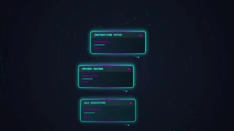 Futuristic UI Interface with Neon Glow and Data Visualization Stock Footage 348414486