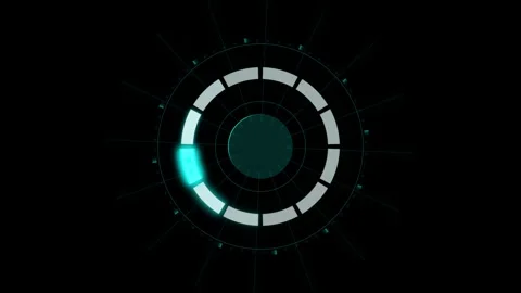 Futuristic UI loading HUD element spinning on dark background as tech circu.. Stock Footage 345897292