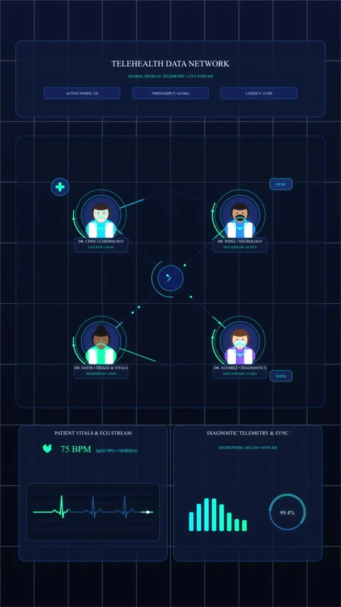 Futuristic UI motion graphic with digital dashboard and network map Stock Footage 346545651