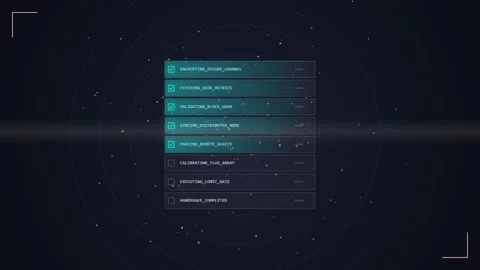 Futuristic UI Screen with Data Analysis and Network Connections on Dark Bac.. Stock Footage 348423220