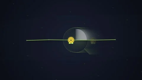 Futuristic UI Target Reticle with Abstract Network Background and Data Flow Stock Footage 348572236