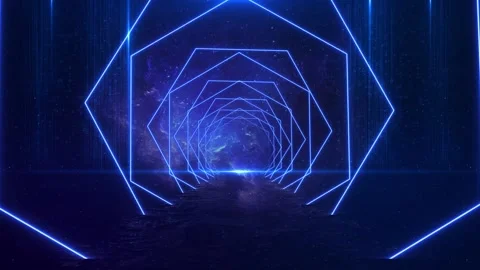 Futuristic ultraviolet sci fi endless space tunnel cyber world scene, sci-fi par Stock Footage 341896847