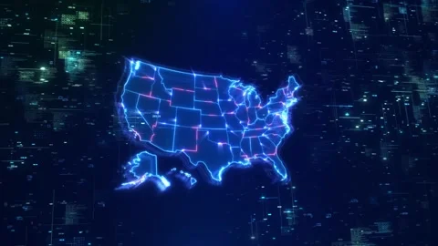 Futuristic United States Network Map with Digital Data Systems 스톡 동영상 342617745