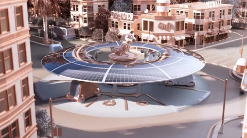 Futuristic Urban Solar-Powered Charging Hub Stock Footage 288979553