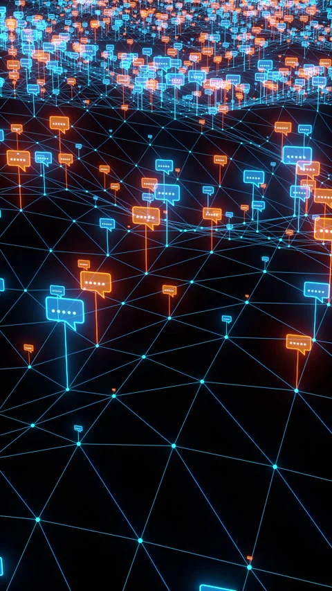 Futuristic user communication network, speech bubbles, social media. Stock Footage 316421623