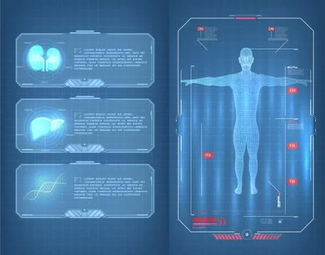 Futuristic user interface and Infographic Elements . Medical Infographic lung Illustrazione stock