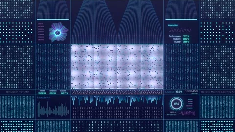 Futuristic user interface, big data, deep learning, machine learning, encryption Stock Footage 322521170