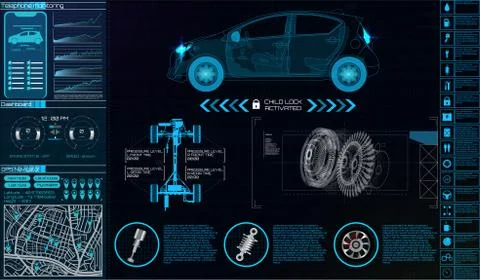 Futuristic user interface. Car service in the style of HUD Ilustración de archivo