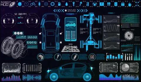 Futuristic user interface. Car service in the style of HUD Stock Illustration