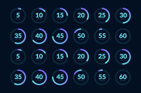 Futuristic user interface count icons. Virtual watch countdown scifi screen Stock Illustration