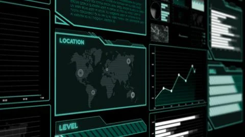 Futuristic user interface dashboard for big data analytic in information chart Stock Illustration