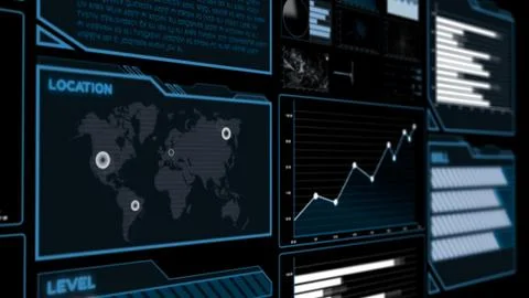 Futuristic user interface dashboard for big data analytic in information chart Stock Illustration