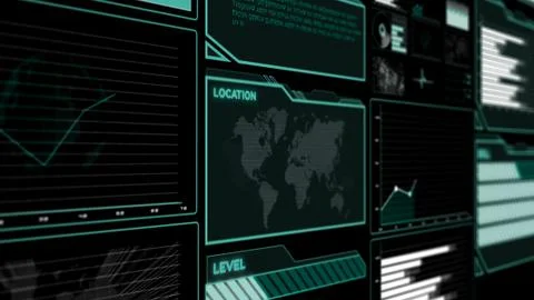 Futuristic user interface dashboard for big data analytic in information chart Illustrazione stock