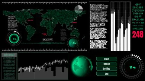 Futuristic user interface dashboard for big data analytic in information chart Illustrazione stock