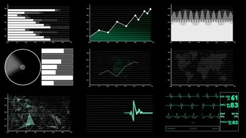 Futuristic user interface dashboard for big data analytic in information chart Illustrazione stock