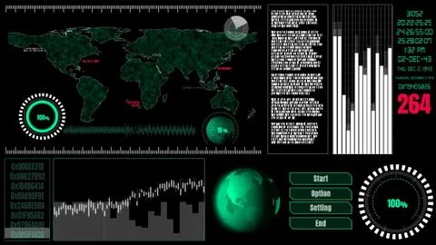 Futuristic user interface dashboard for big data analytic in information chart Stock Illustration