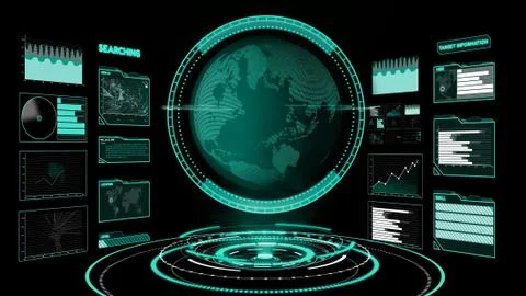 Futuristic user interface dashboard for big data analytic in information chart Illustrazione stock