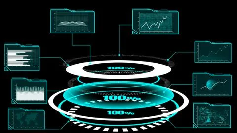 Futuristic user interface dashboard for big data analytic in information chart Stock Illustration
