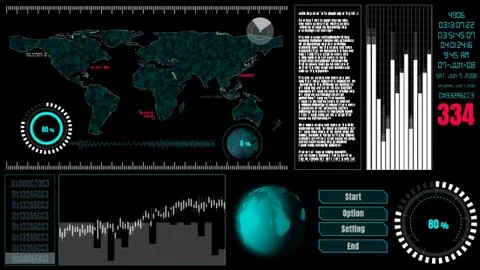 Futuristic user interface dashboard for big data analytic in information chart Illustrazione stock
