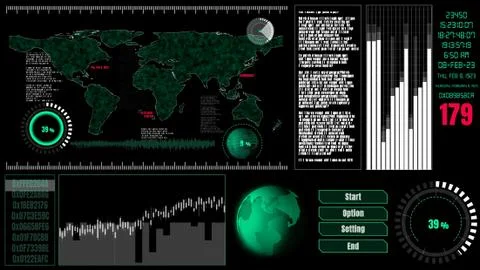 Futuristic user interface dashboard for big data analytic in information chart Stock Illustration