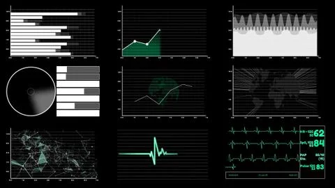 Futuristic user interface dashboard for big data analytic in information chart Illustrazione stock